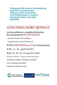 Gesundes Dorf Bewegt im Kirchenpark, 11.06.-30.07.2025 ab 19:00